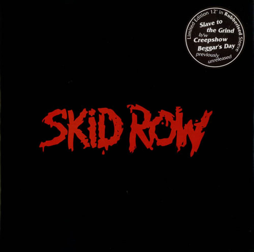 Skid Row (80s) Slave To The Grind - Stickerd Rubber Sleeve UK 12" vinyl single (12 inch record / Maxi-single) A7603TX