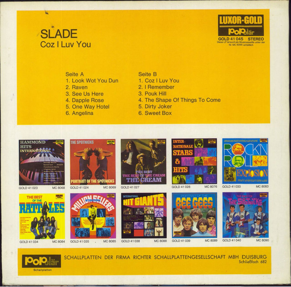 Slade Coz I Luv You German vinyl LP album (LP record)