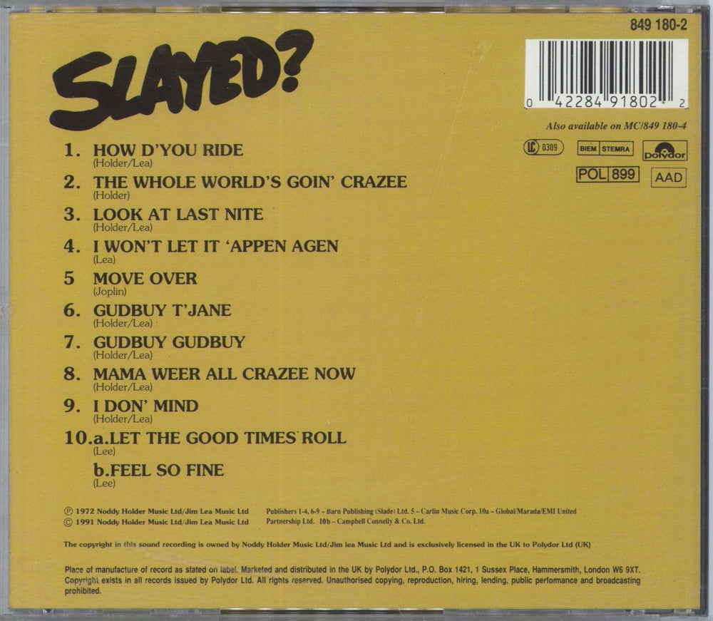 Slade Slayed? UK CD album (CDLP) 042284918022
