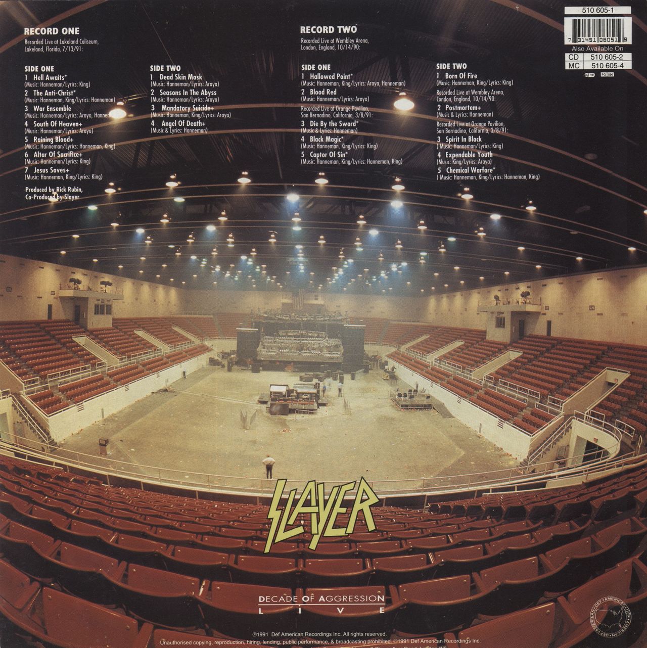 Slayer Decade Of Aggression - Live UK 2-LP vinyl set — RareVinyl.com