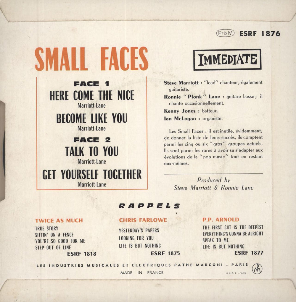 Small Faces Here Come The Nice French 7" vinyl single (7 inch record / 45)