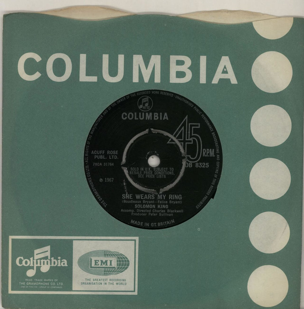 Solomon King She Wears My Ring - 4pr UK 7" vinyl single (7 inch record / 45) DB8325