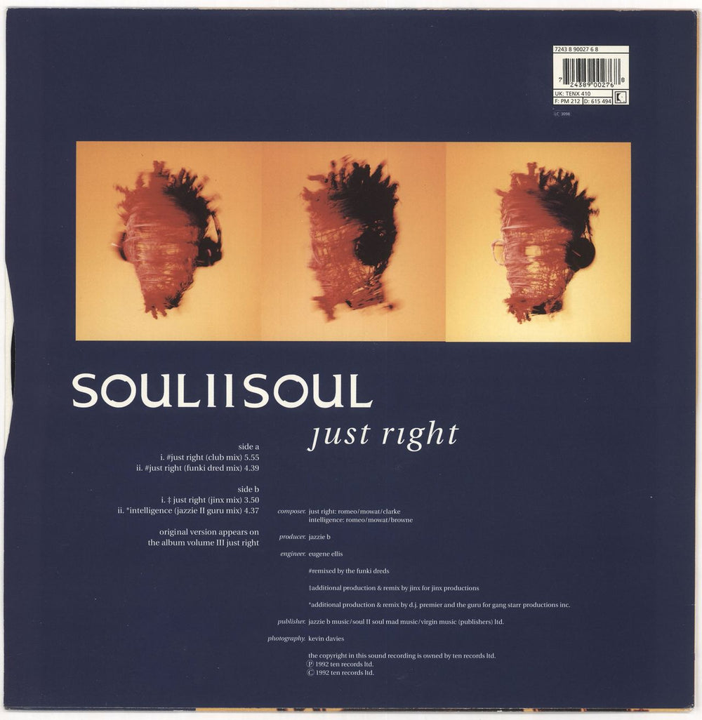 Soul II Soul Just Right UK 12" vinyl single (12 inch record / Maxi-single)