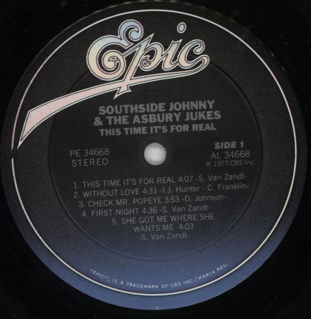 Southside Johnny & The Asbury Jukes This Time It's For Real US vinyl LP album (LP record) SSDLPTH818872
