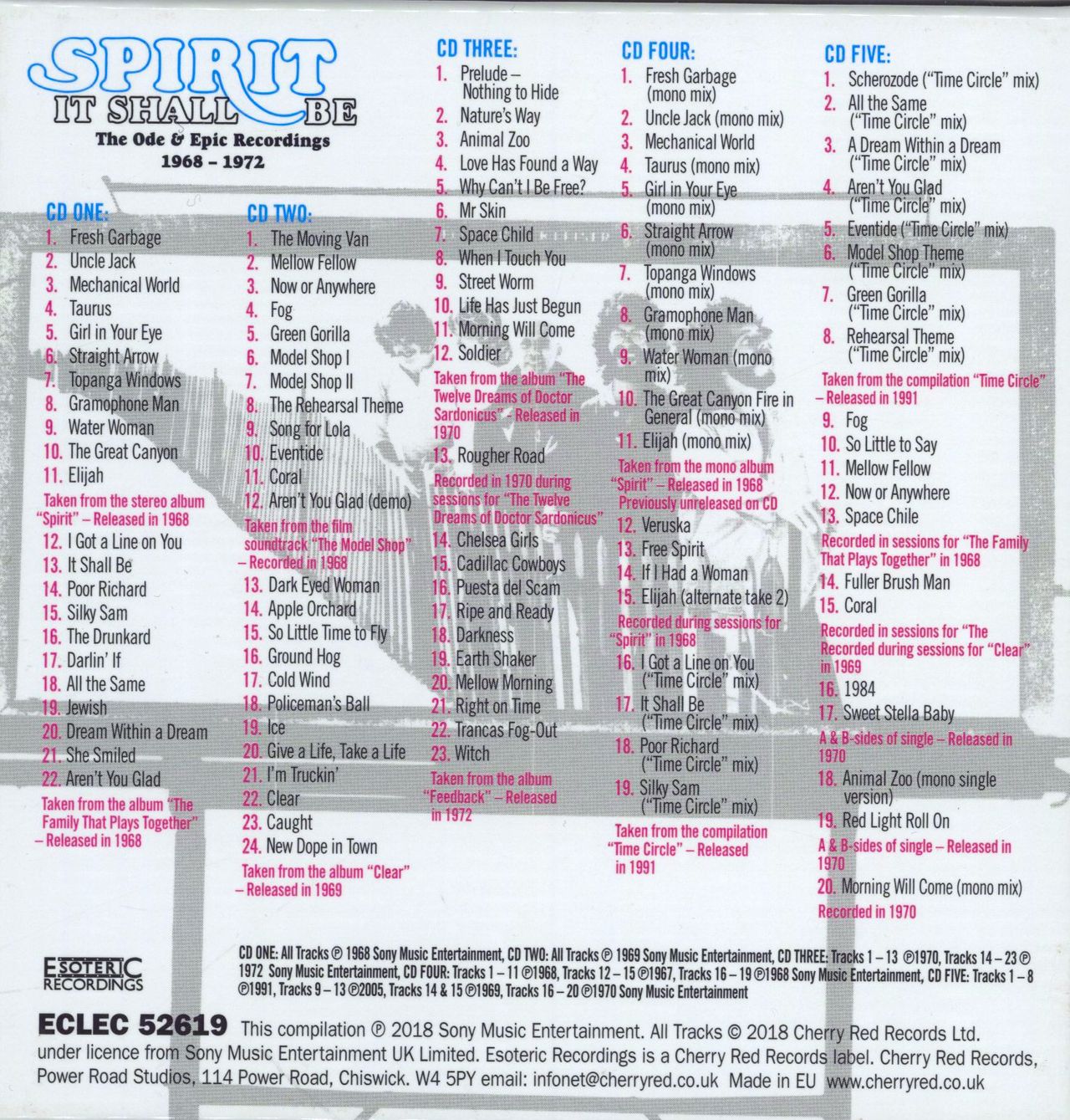 Spirit It Shall Be: The Ode & Epic Recordings 1968-1972 UK CD Album Box Set 5013929471948