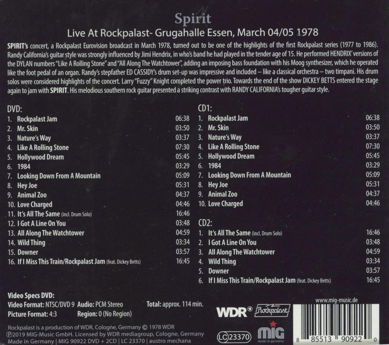 Spirit Live At Rockpalast 1978 German 3-disc CD/DVD Set — RareVinyl.com