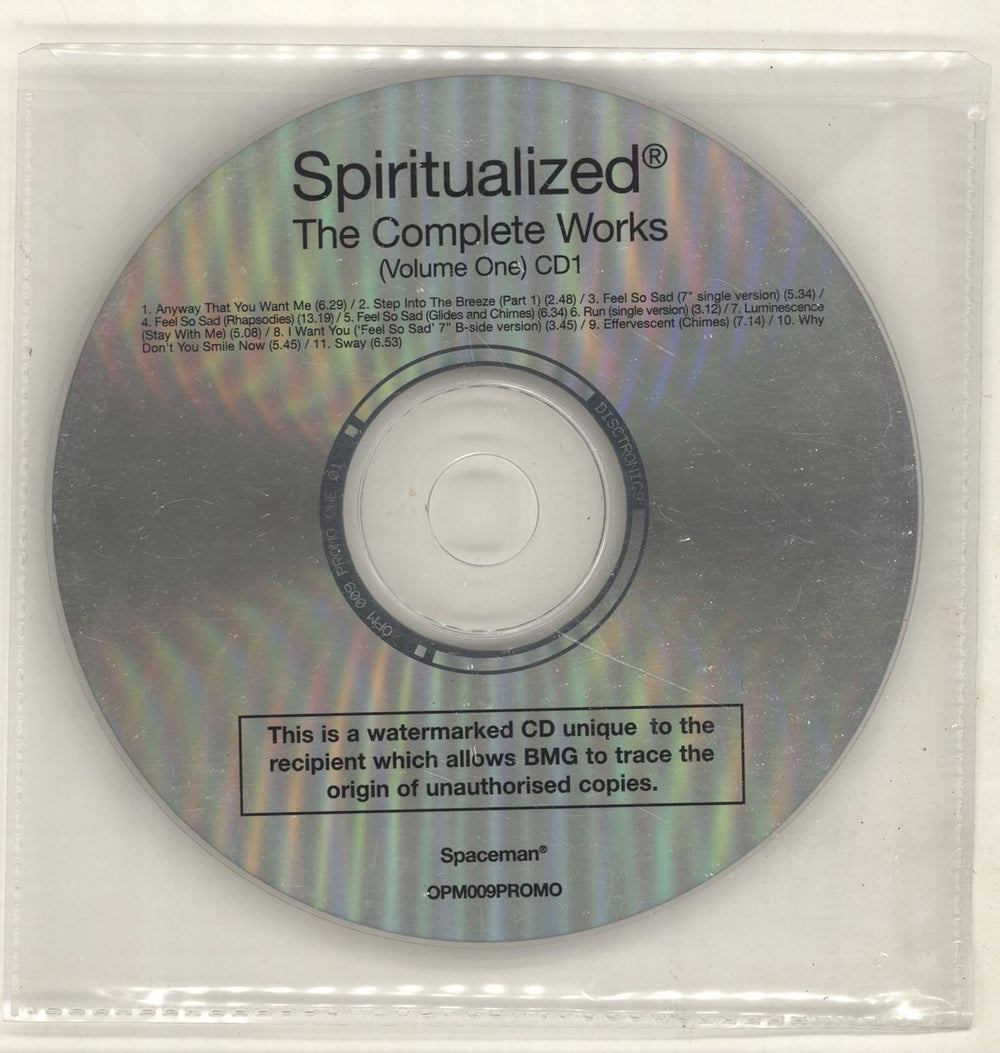 Spiritualized The Complete Works Volume One PR UK Promo 2 CD