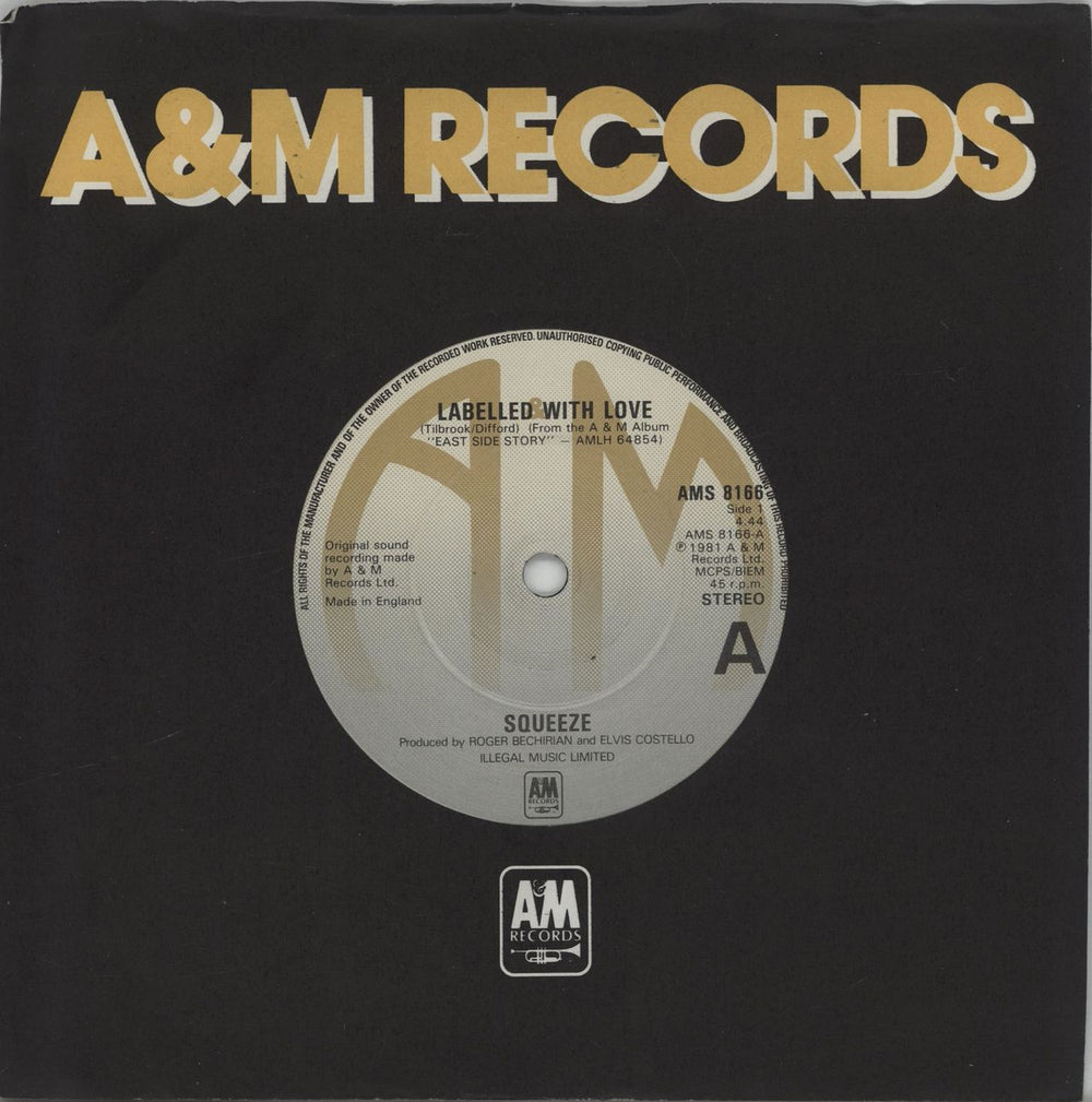 Squeeze Labelled With Love - 1st UK 7" vinyl single (7 inch record / 45) AMS8166