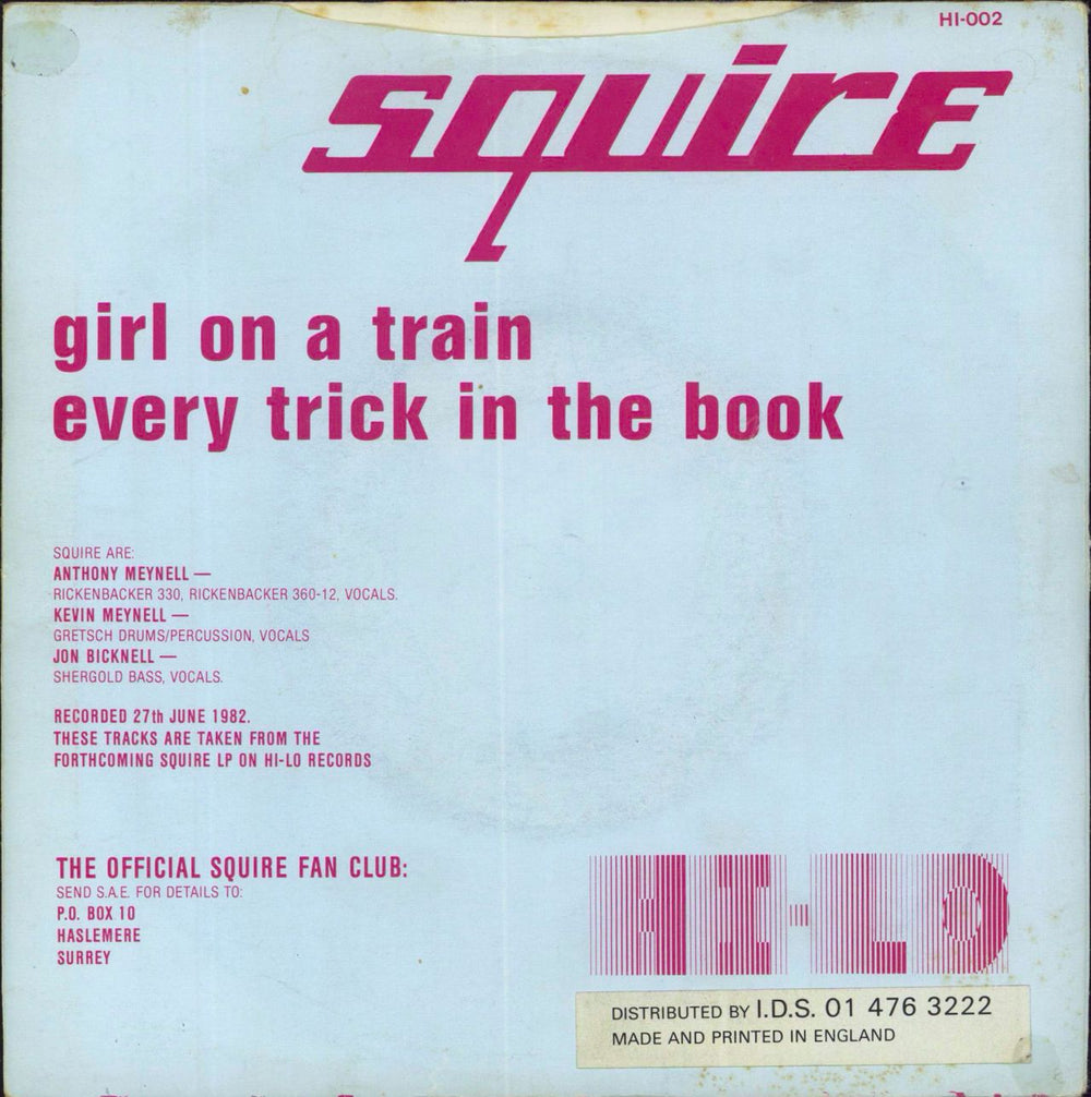 Squire Girl On A Train - VG UK 7" vinyl single (7 inch record / 45)