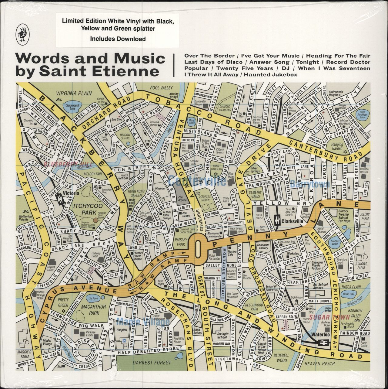 St Etienne Words And Music By Saint Etienne - Splatter - Sealed + Signed Card UK vinyl LP album (LP record) HVNLP92C