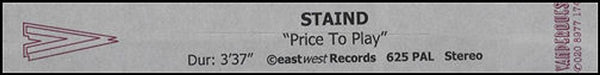 Staind Price To Play UK Promo video (VHS or PAL or NTSC) PROMO VIDEO