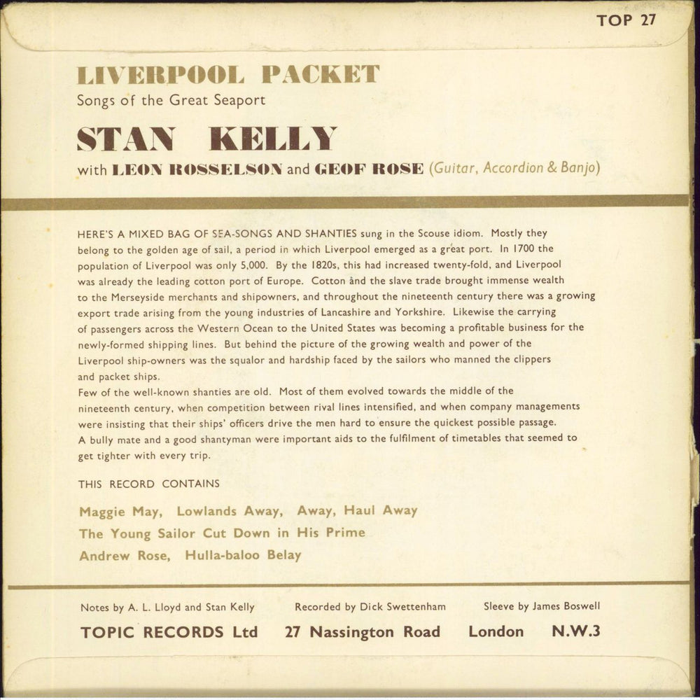 Stan Kelly Liverpool Packet UK 7" vinyl single (7 inch record / 45)