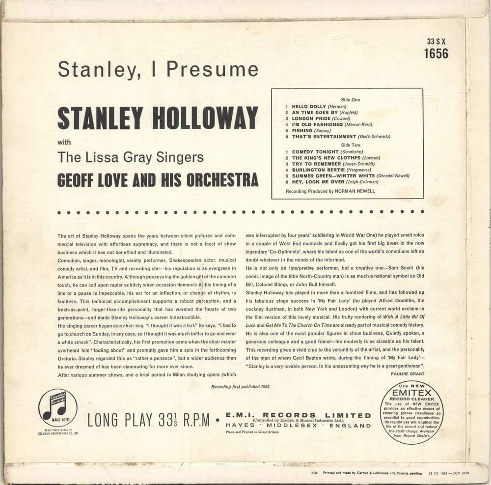Stanley Holloway Stanley, I Presume - Factory Sample UK vinyl LP album (LP record)