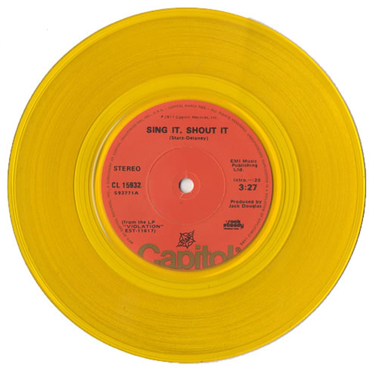 Starz Sing It, Shout It - Gold Vinyl US 7" vinyl single (7 inch record / 45) CL15932