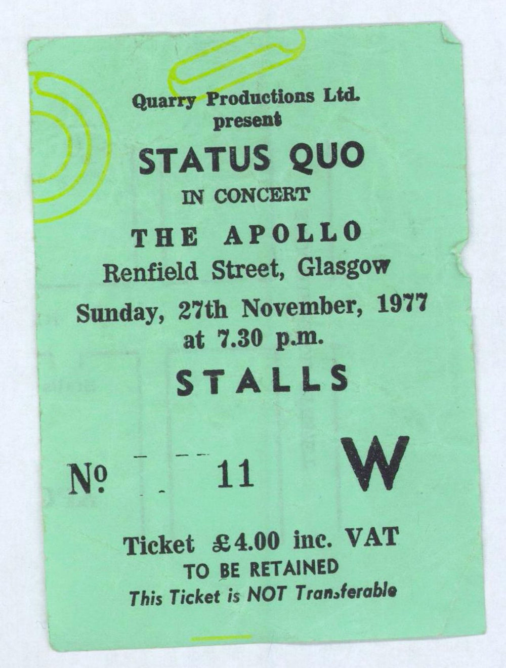Status Quo Rocking All Over The World + Stub UK tour programme