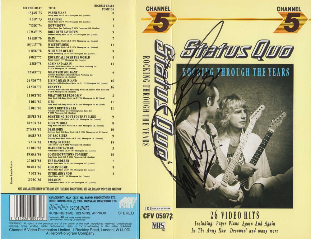 Status Quo Rocking Through The Years - Autographed UK memorabilia CFV05972