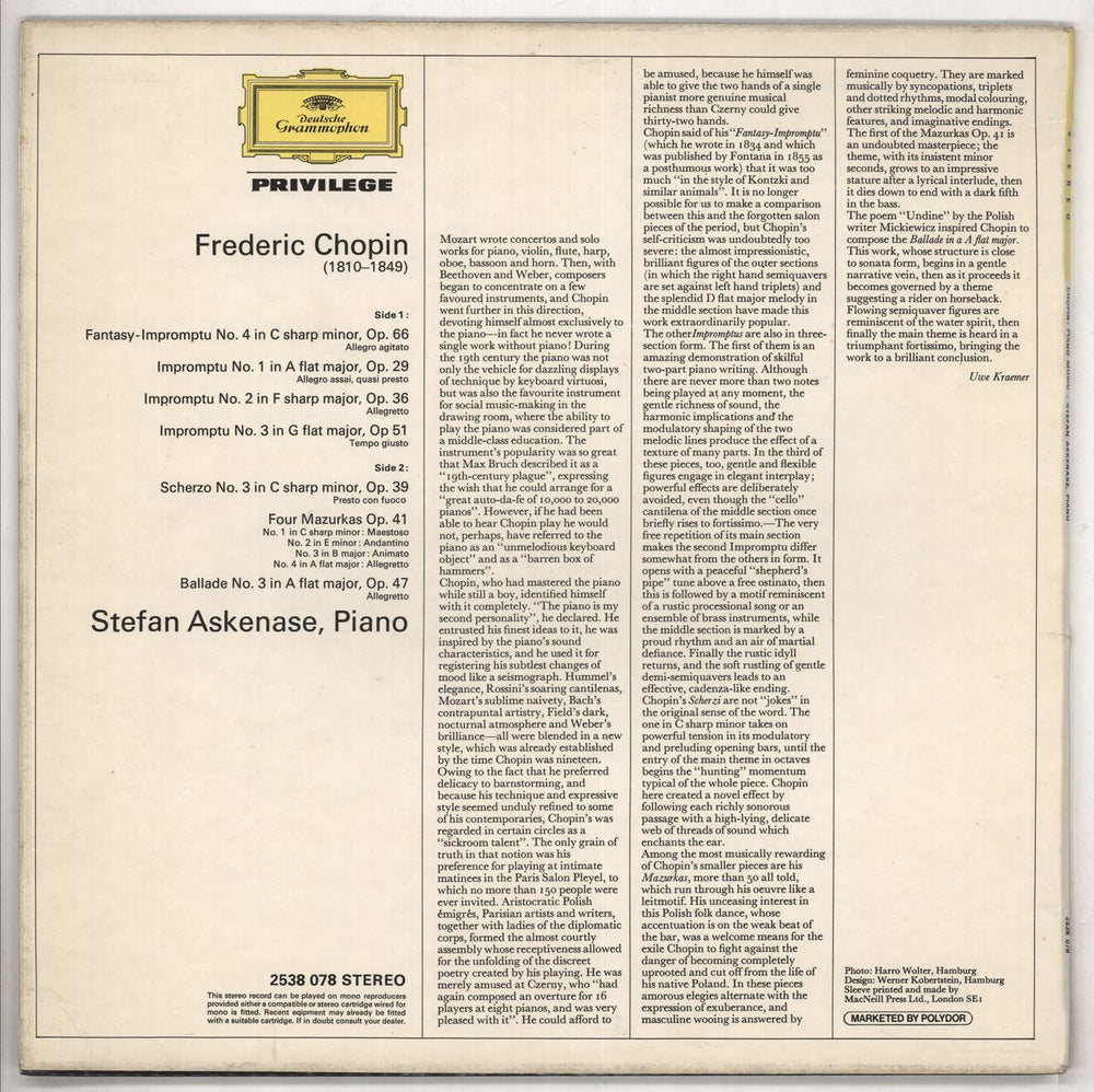 Stefan Askenase Stefan Askenase Plays Chopin UK vinyl LP album (LP record)