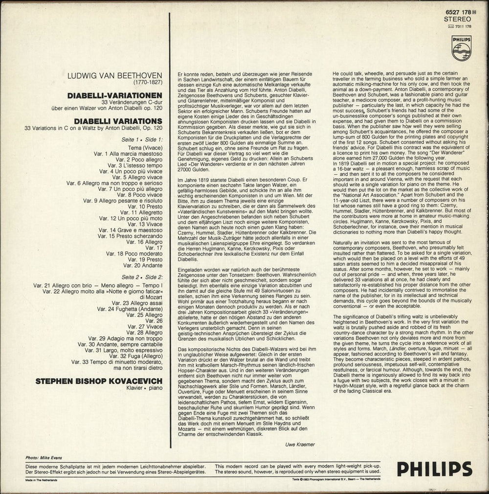 Stephen Bishop Kovacevich Beethoven: Diabelli Variations Dutch vinyl LP album (LP record)