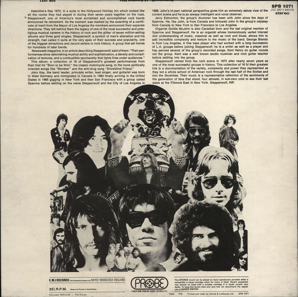 Steppenwolf 16 Greatest Hits UK vinyl LP album (LP record)