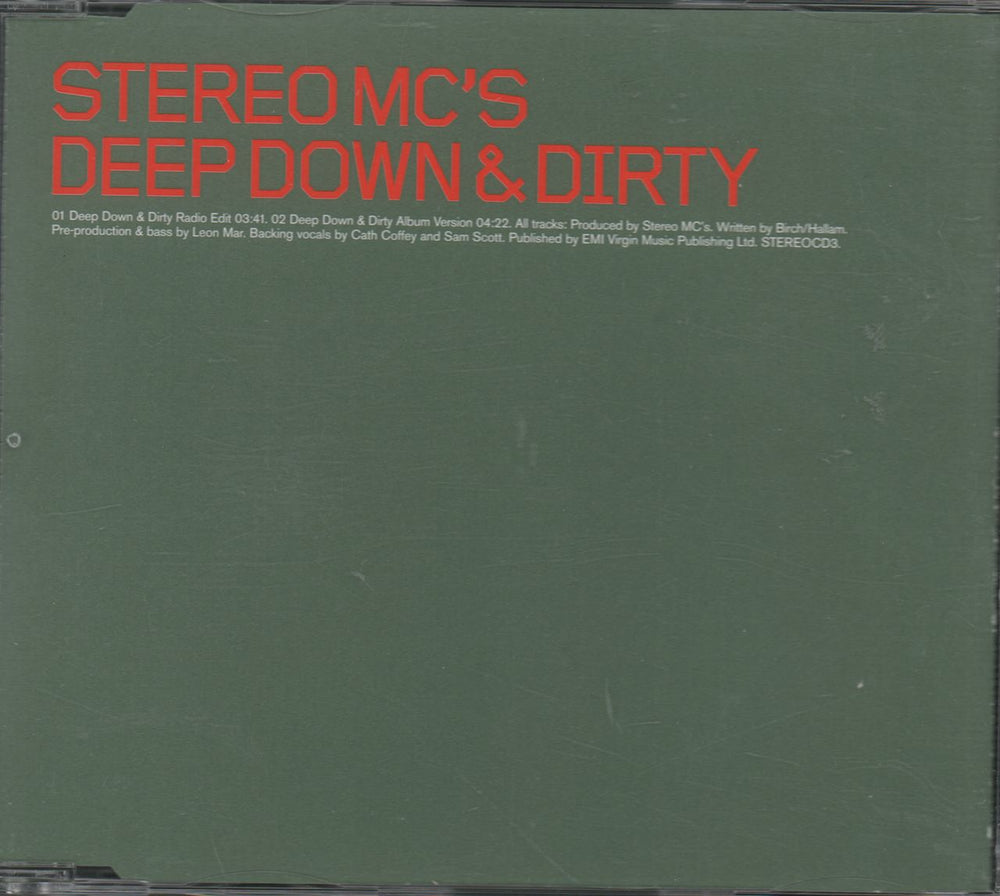 Stereo MCs Deep Down & Dirty - 2 tracks UK Promo CD single (CD5 / 5") STEREOCD3