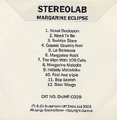 Stereolab Margarine Eclipse UK Promo CD-R acetate