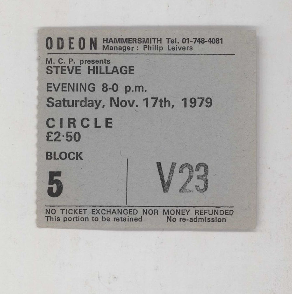 Steve Hillage Euro Tour '79 + Ticket Stub UK tour programme LLGTREU756714