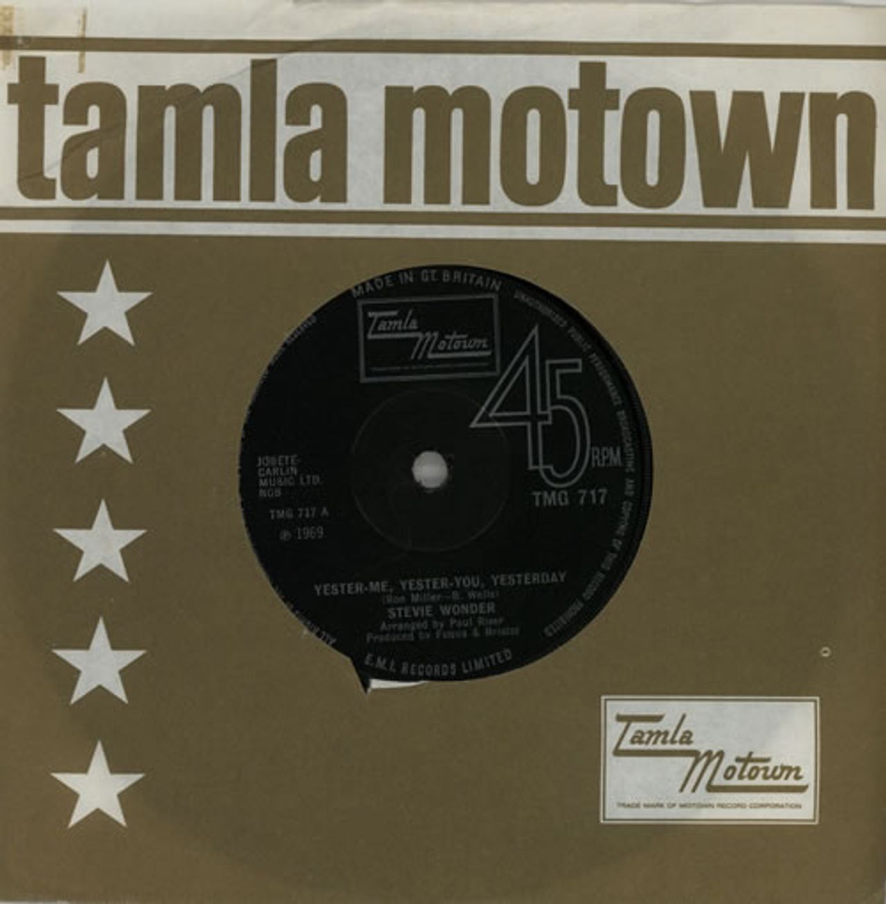 Stevie Wonder Yester-Me, Yester-You, Yesterday - Solid UK 7" vinyl single (7 inch record / 45) TMG717