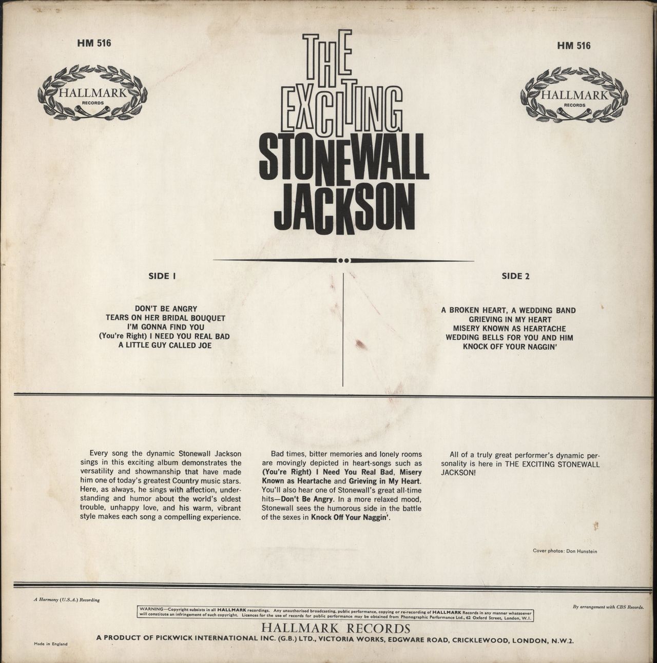 Stonewall Jackson The Exciting Stonewall Jackson UK Vinyl LP