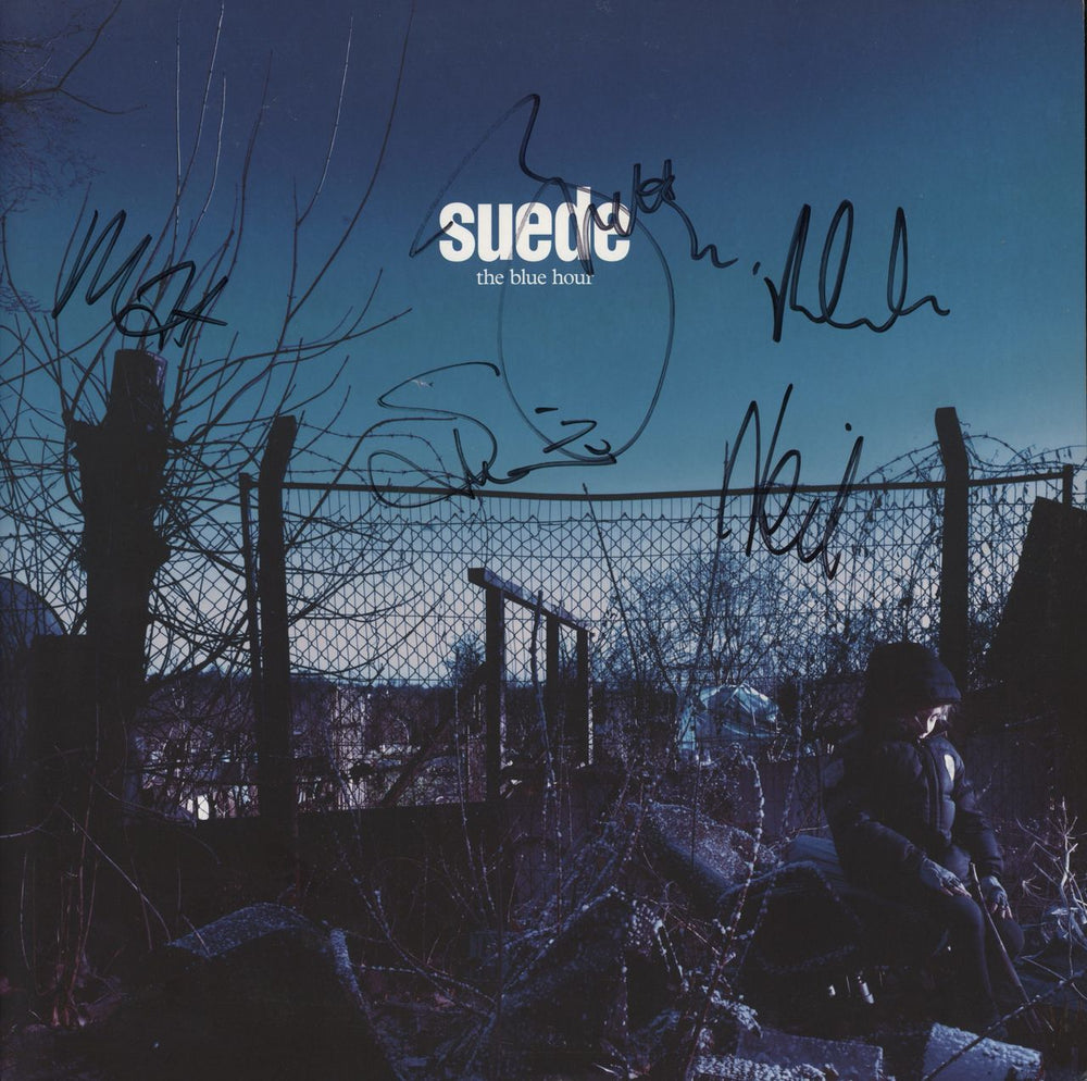 Suede The Blue Hour - Blue Vinyl - Autographed UK 2-LP vinyl record set (Double LP Album) WEA503