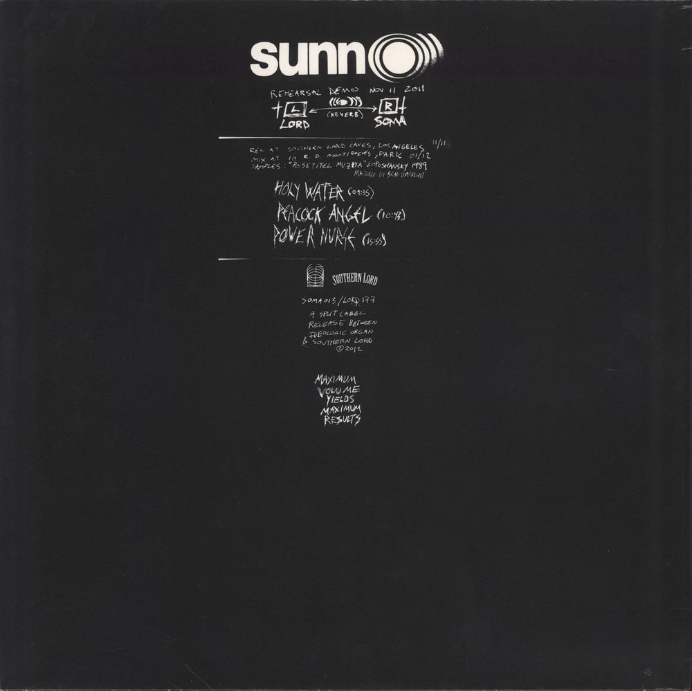 Sunn O))) Rehearsal Demo Nov 11 2011 US 12" vinyl single (12 inch record / Maxi-single)
