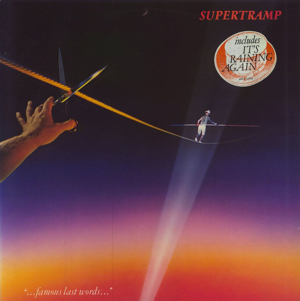 Supertramp Famous Last Words - Hype Sticker UK vinyl LP album (LP record) AMLK63732