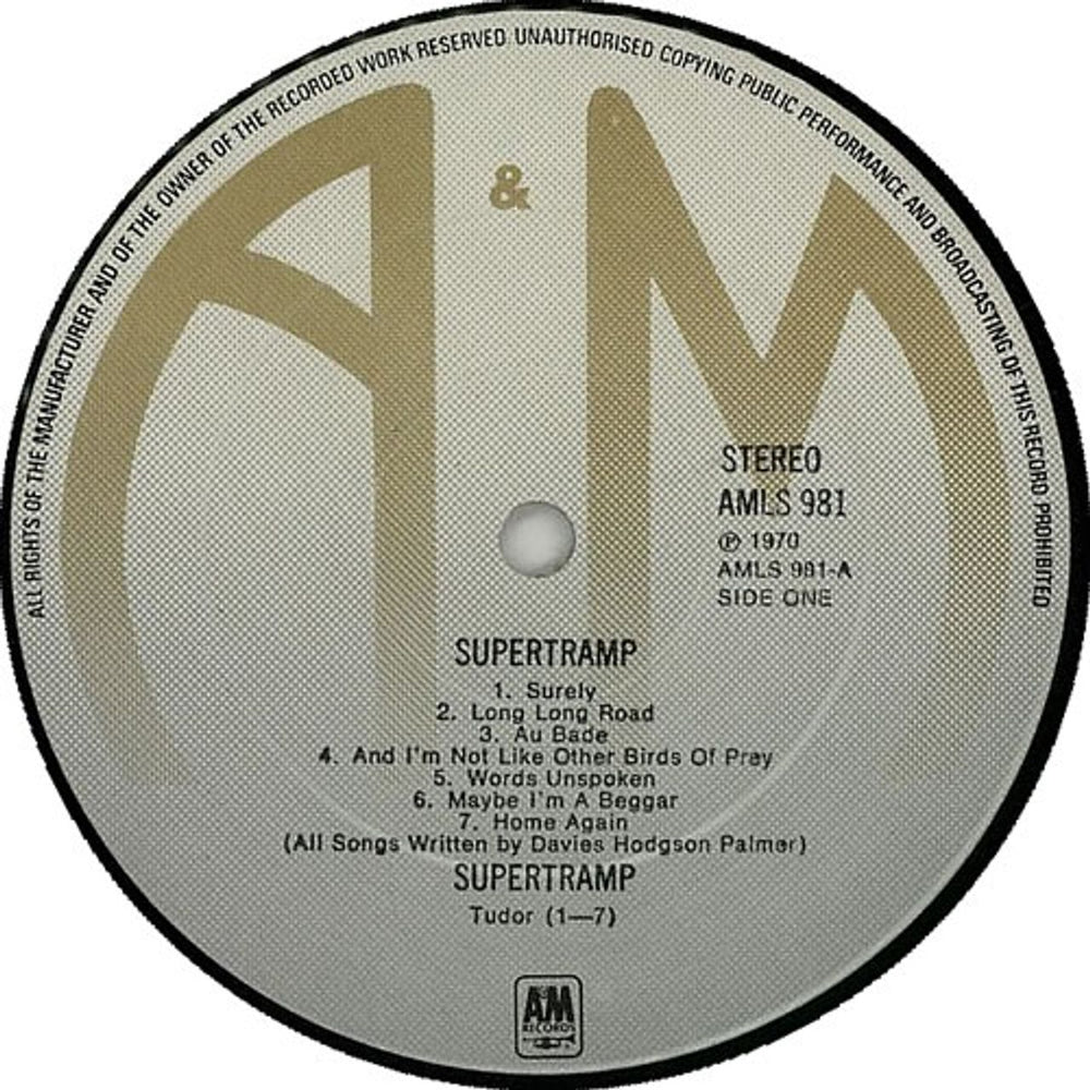 Supertramp Supertramp UK vinyl LP album (LP record) SPTLPSU380157