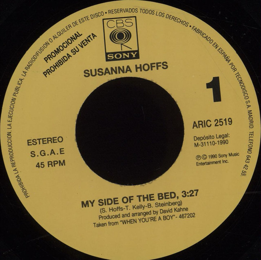 Susanna Hoffs My Side Of The Bed Spanish Promo 7" vinyl single (7 inch record / 45)