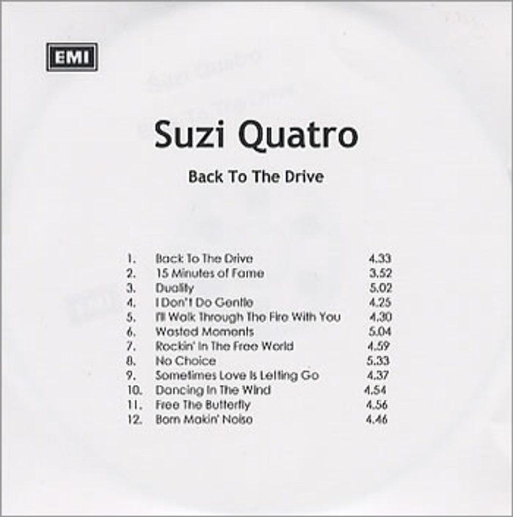 Suzi Quatro Back To The Drive UK CD-R acetate CD-R ACETATE