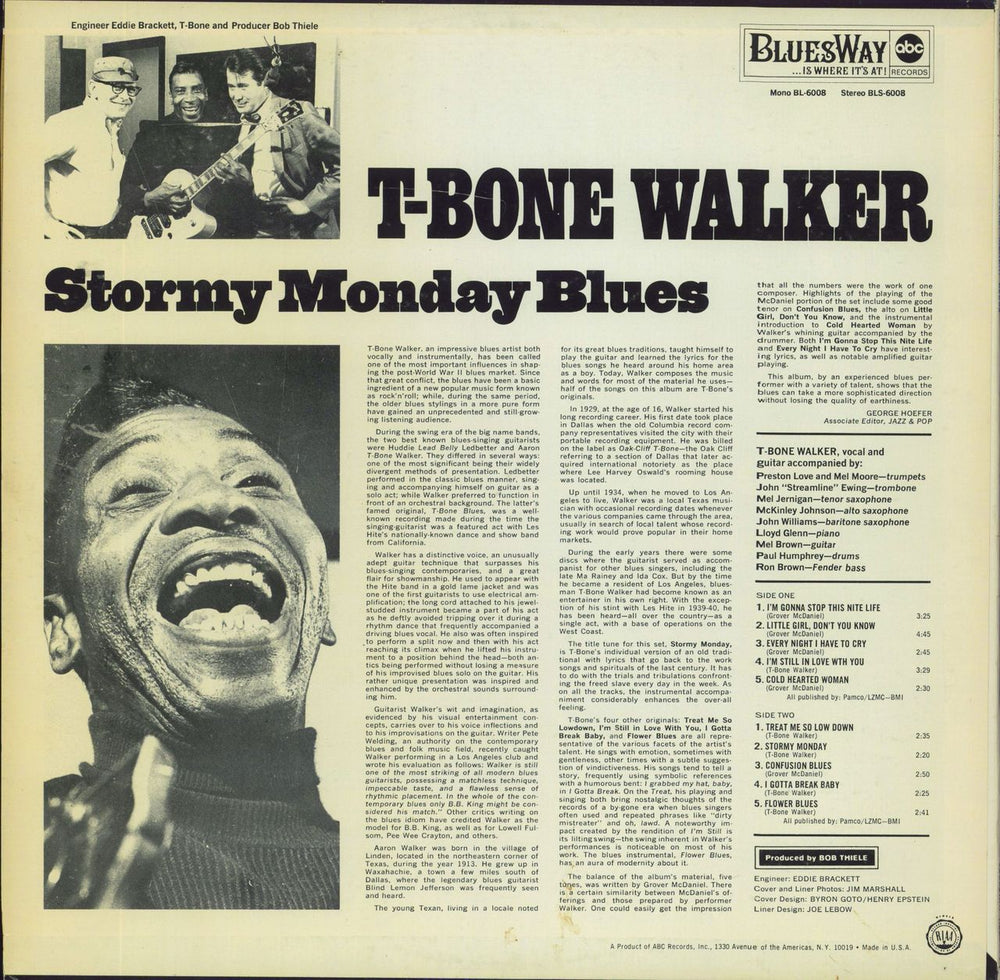 T-Bone Walker Stormy Monday Blues US vinyl LP album (LP record)