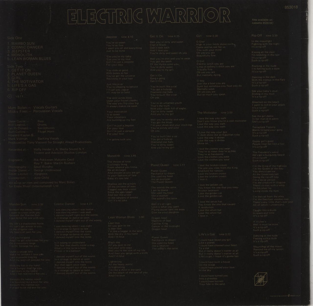 T-Rex / Tyrannosaurus Rex Electric Warrior Belgian vinyl LP album (LP record)