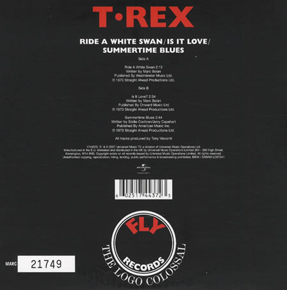 T-Rex / Tyrannosaurus Rex Ride A White Swan UK 7" vinyl single (7 inch record / 45) REX07RI412218