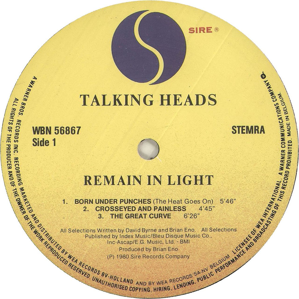 Talking Heads Remain In Light + Insert Belgian vinyl LP album (LP record) TALLPRE744269