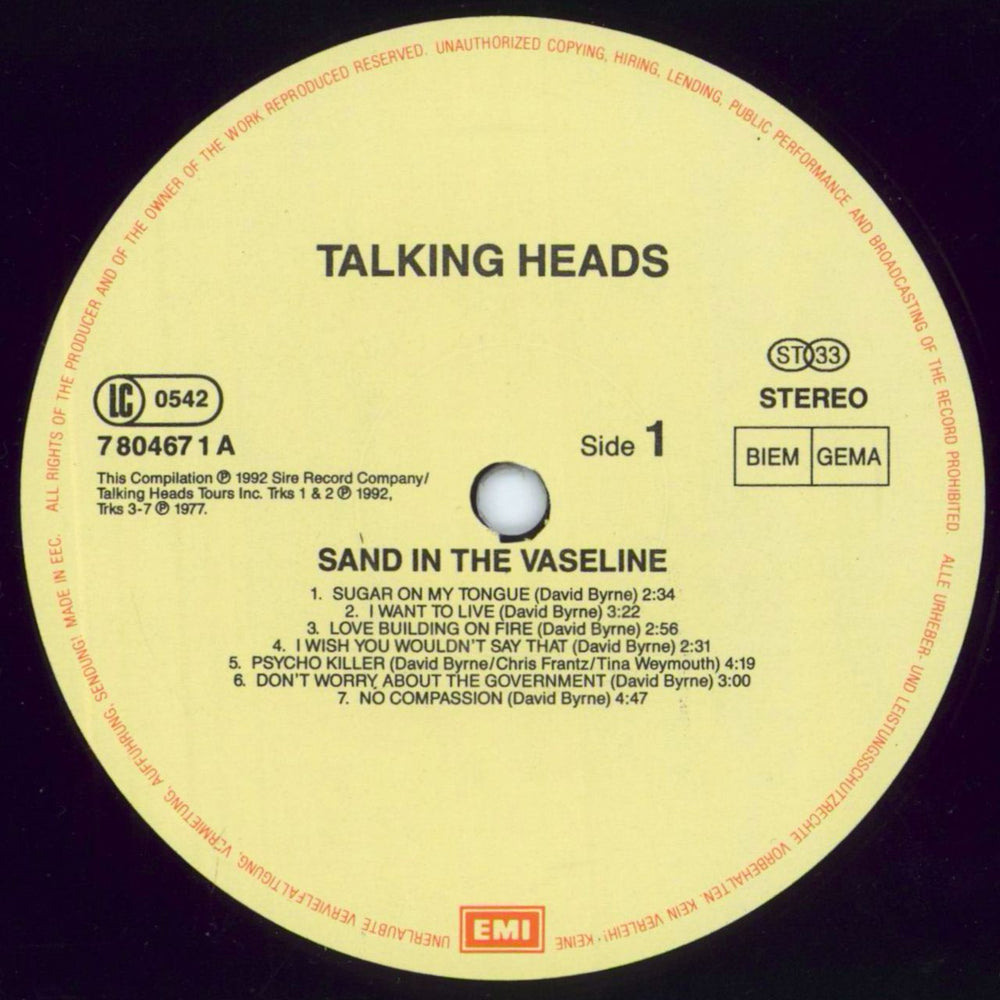 Talking Heads Sand In The Vaseline: Popular Favorites 1976-1992 - Stickered Sleeve UK 3-LP vinyl record set (Triple LP Album) TAL3LSA755528