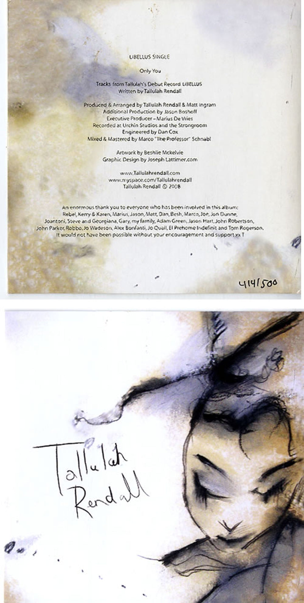 Tallulah Rendall Libellus Single - Only You-  Autographed UK 7" vinyl single (7 inch record / 45) T8L07LI626079