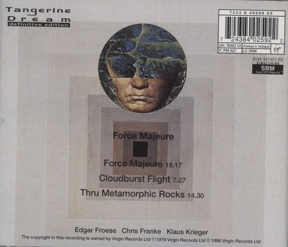 Tangerine Dream Force Majeure Dutch CD album (CDLP) 724384025922