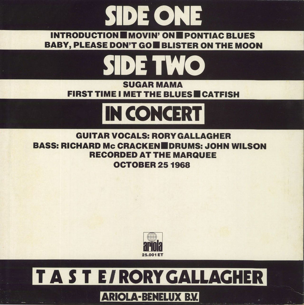 Taste In Concert German vinyl LP album (LP record)