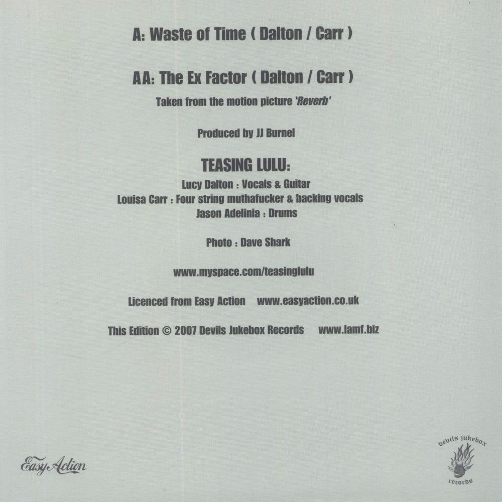 Teasing Lulu Waste Of Time - Pink Vinyl UK 7" vinyl single (7 inch record / 45)