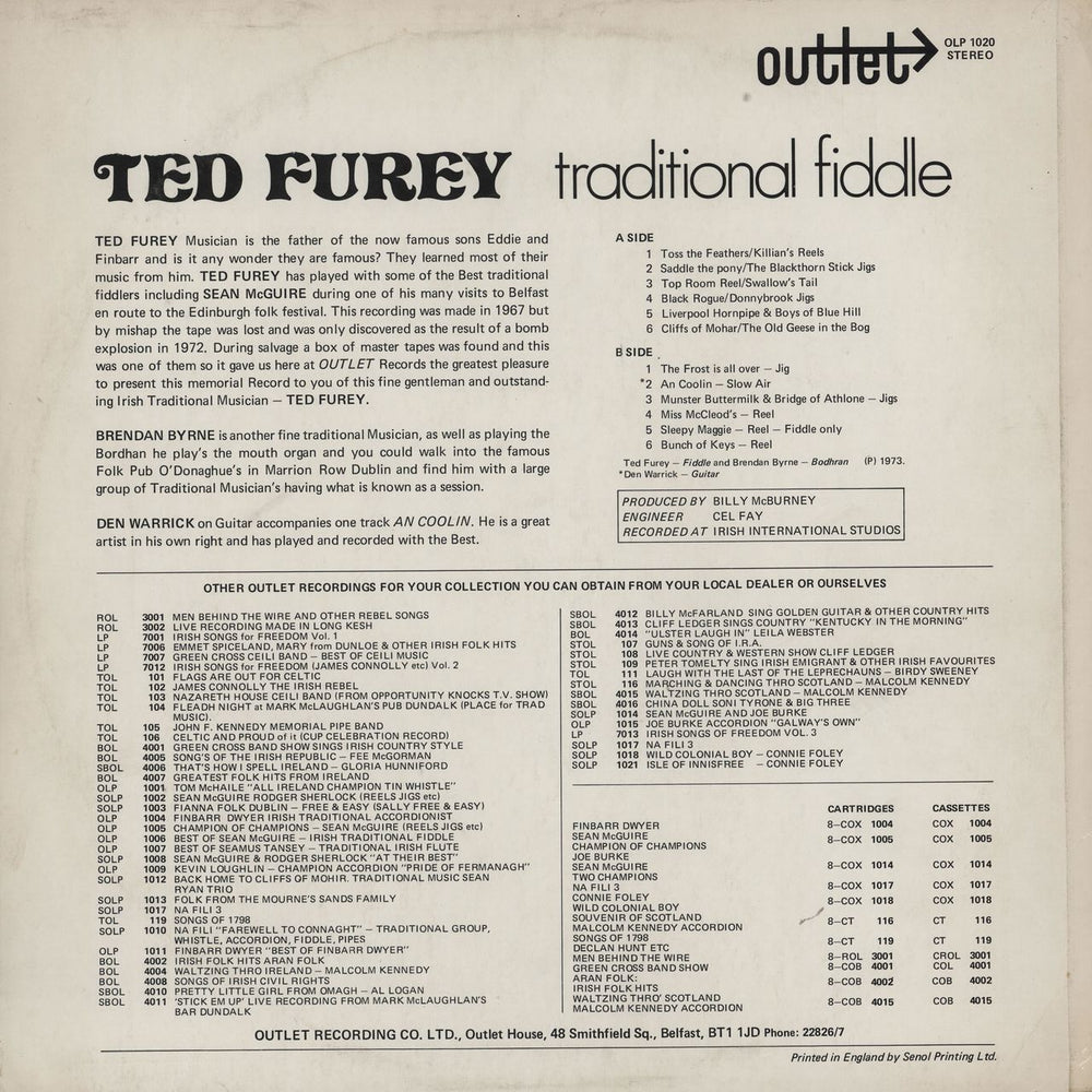Ted Furey Toss the Feathers Irish vinyl LP album (LP record)