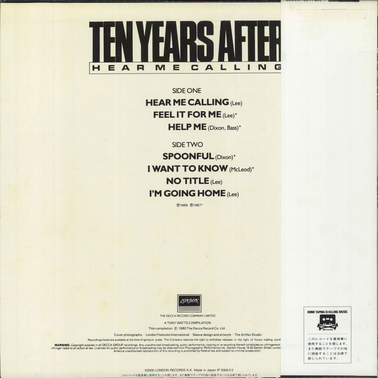 Ten Years After Hear Me Calling Japanese Vinyl LP