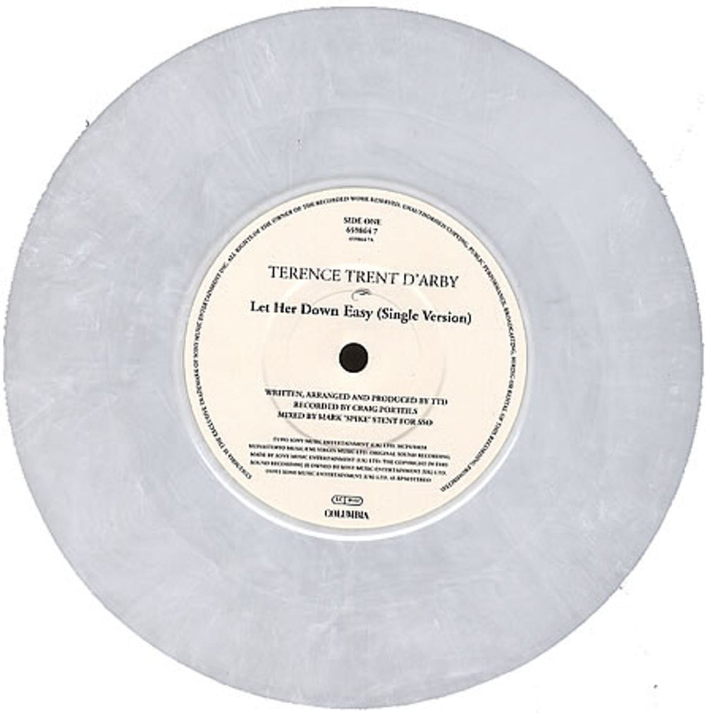 Terence Trent D'Arby Let Her Down Easy - White Vinyl UK 7" vinyl single (7 inch record / 45) TTD07LE63160