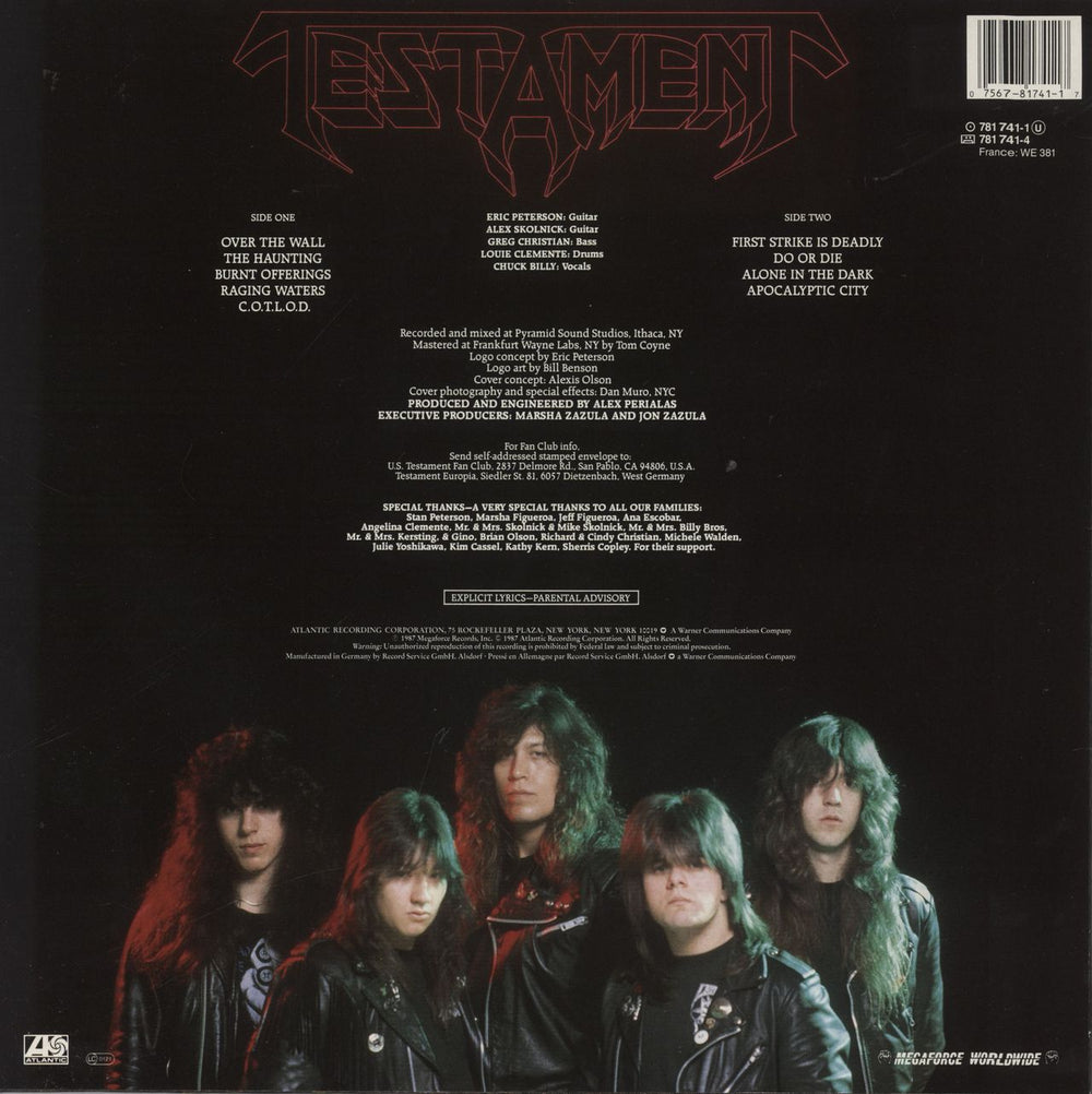 Testament The Legacy German vinyl LP album (LP record) 075678174117