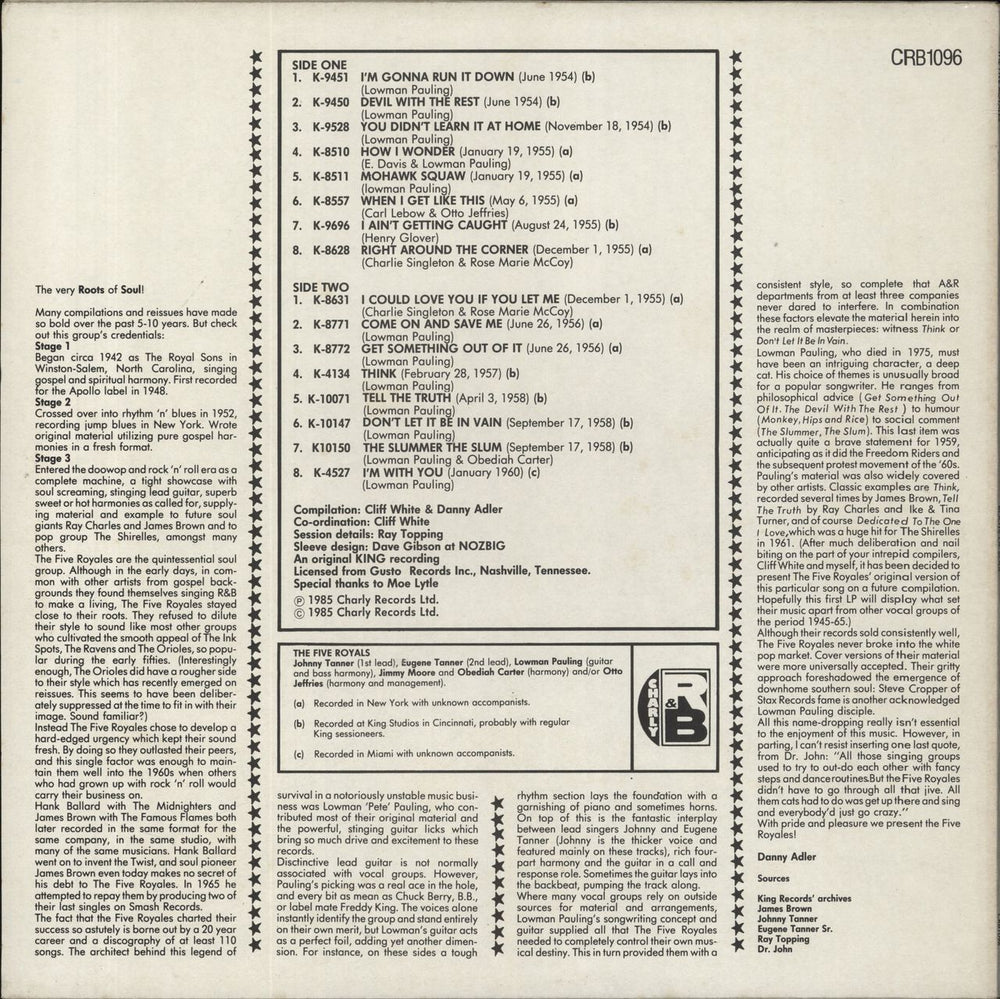 The 5 Royales The Roots Of Soul UK vinyl LP album (LP record)