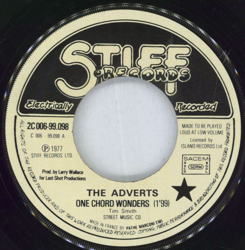 The Adverts One Chord Wonders French 7" vinyl single (7 inch record / 45) AVR07ON820388