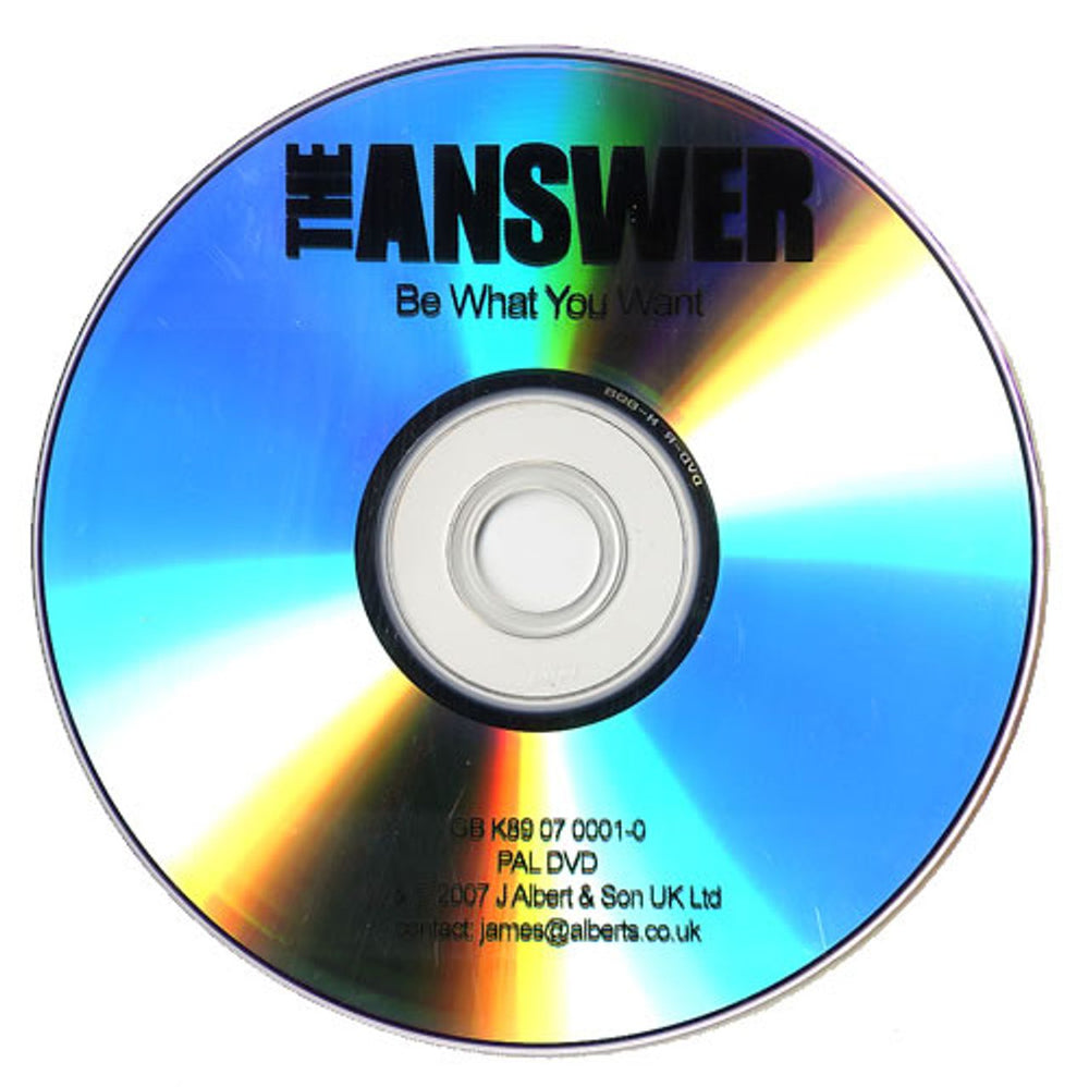 The Answer Be What You Want UK Promo promo DVD-R PROMO DVD-R